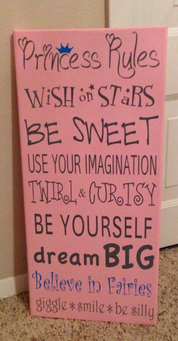 Princess Rules Wood Sign