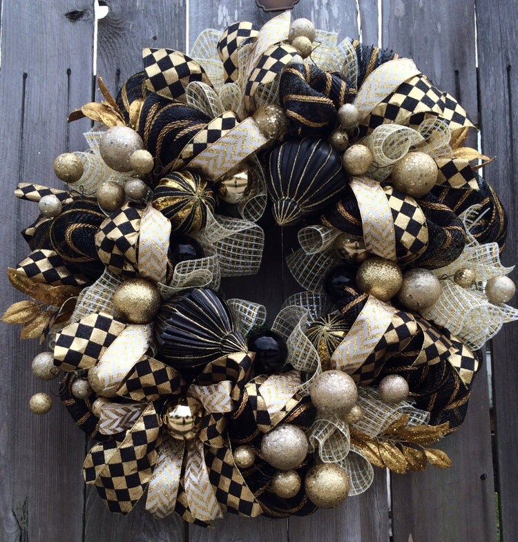 stunning black gold christmas wreath holiday by babamwreaths stunning black gold christmas wreath holiday by babamwreaths
