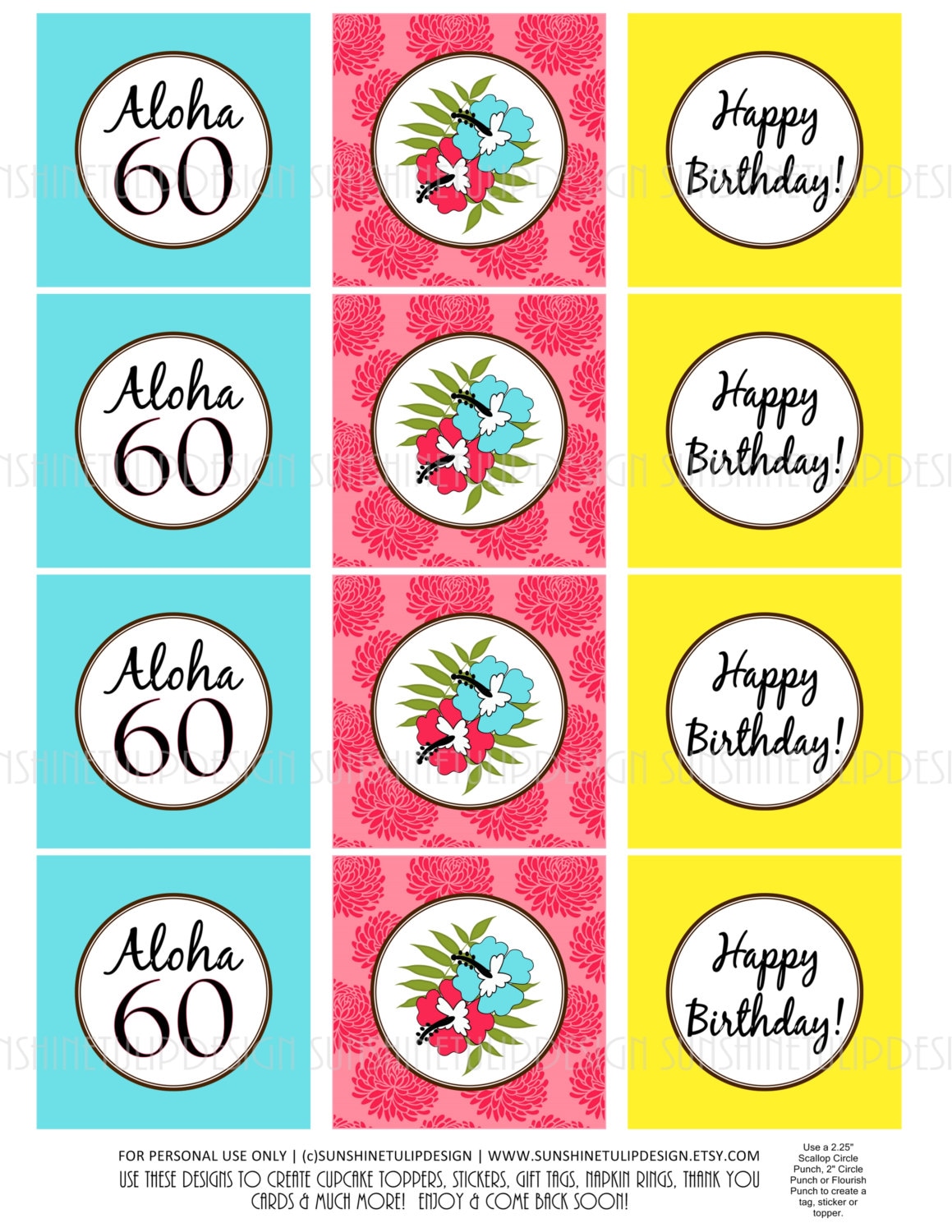 60th-birthday-printable-luau-cupcake-toppers-sticker-labels