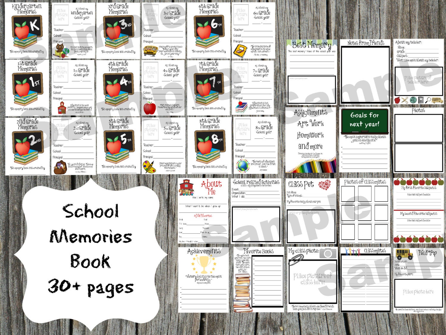 school-days-memory-book-30-pages-grades-by-instantprint-on-etsy