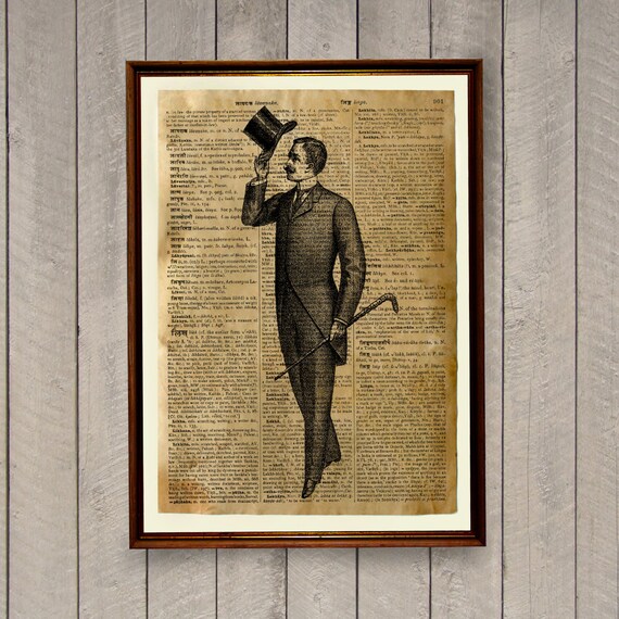 Vintage illustration Victorian gentleman poster Steampunk