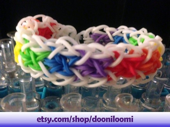 Items similar to Cute Rainbow and White Starfish Rainbow Loom Stretch
