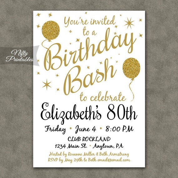 Printable 80Th Birthday Party Invitations 1