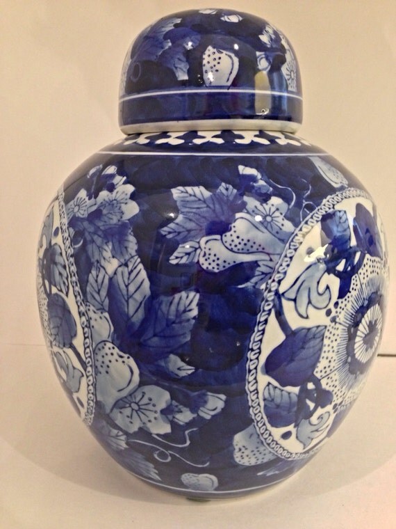 Vintage Blue and White Ginger Jar