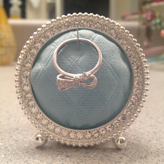 Wedding Engagement Ring Display 2x2 Sparkly Frame Blue