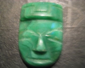 Vintage Carved Apple GREEN JADE MASK Collectable