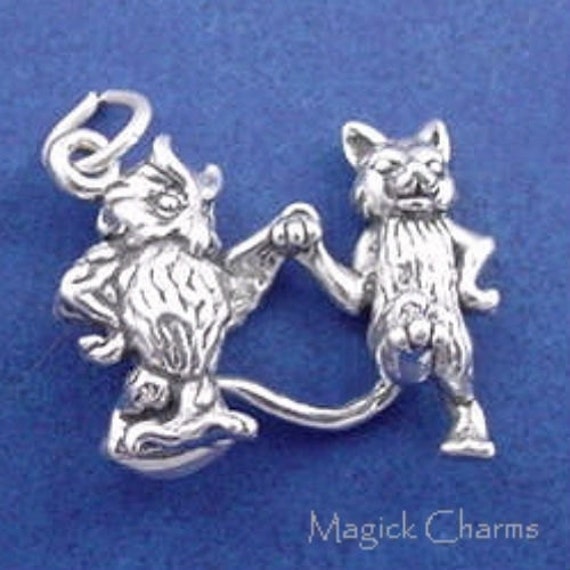 Owl And Pussycat Charm Fairy Tale 925 Sterling By Magickcharms