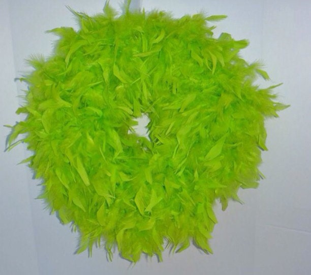 Lime Green Feather Wreath- Christmas Wreath- Baby anoncment - Wreath