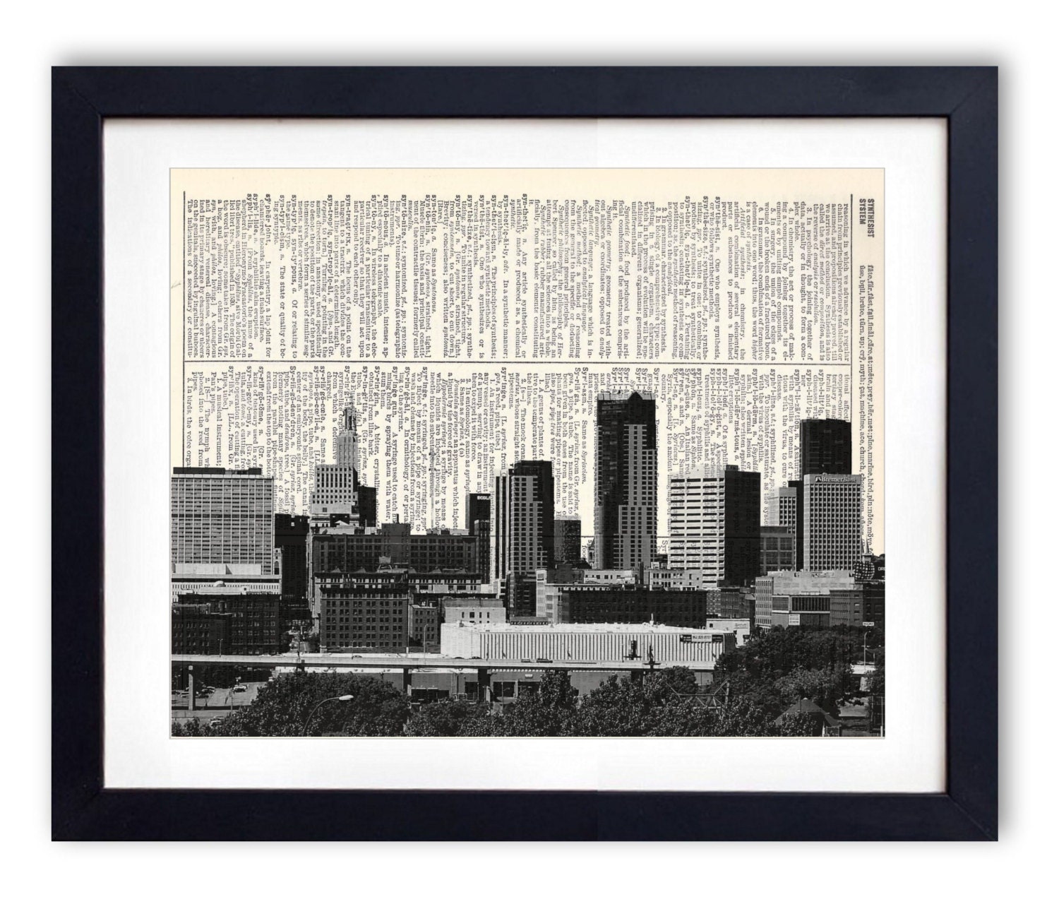 St. Paul Minnesota Skyline Upcycled Dictionary Art by RetroBookArt