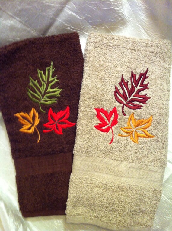 Items similar to Fall Leaves Hand Towel on Etsy