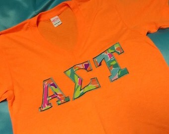 Alpha Sigma Tau Lilly V-Neck T-Shirt in Size Small to XL