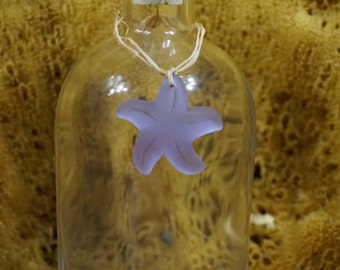 Round Glass Jar with Cultured Seaglass Starfish | Sea Glass | Craft Supply | Bath Salt Jar