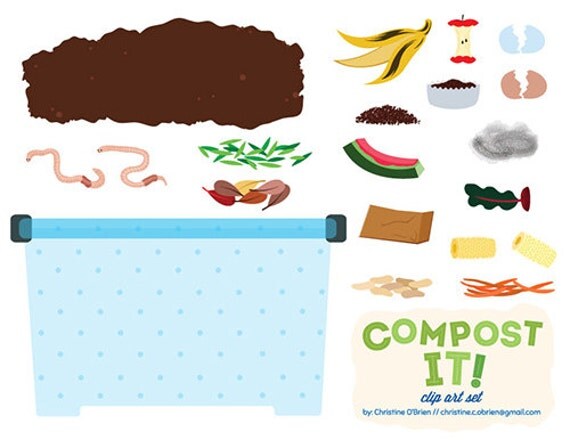 Compost It Compost Bin Clip Art Set