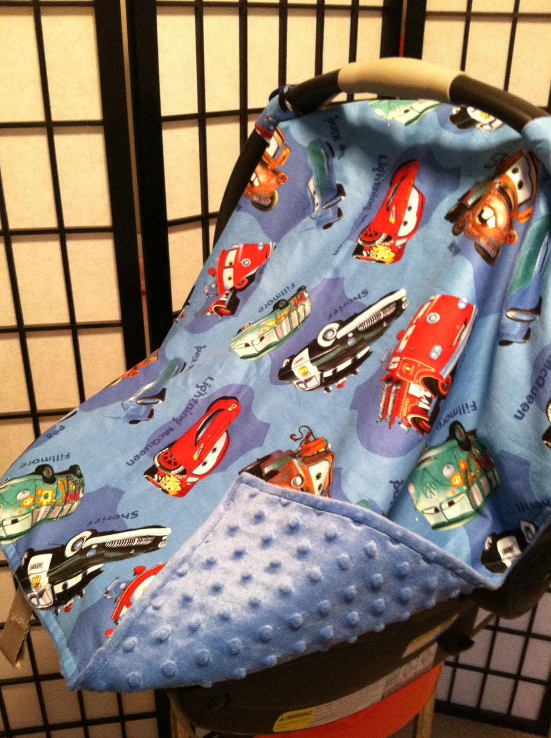 Disney Cars Baby Car Seat Cover with Minky Dot Lining Cars