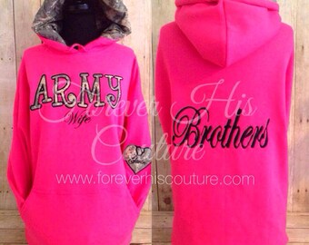ARMY wife ACU camo hood pullover ARMY Girlfriend, Army mom, Military