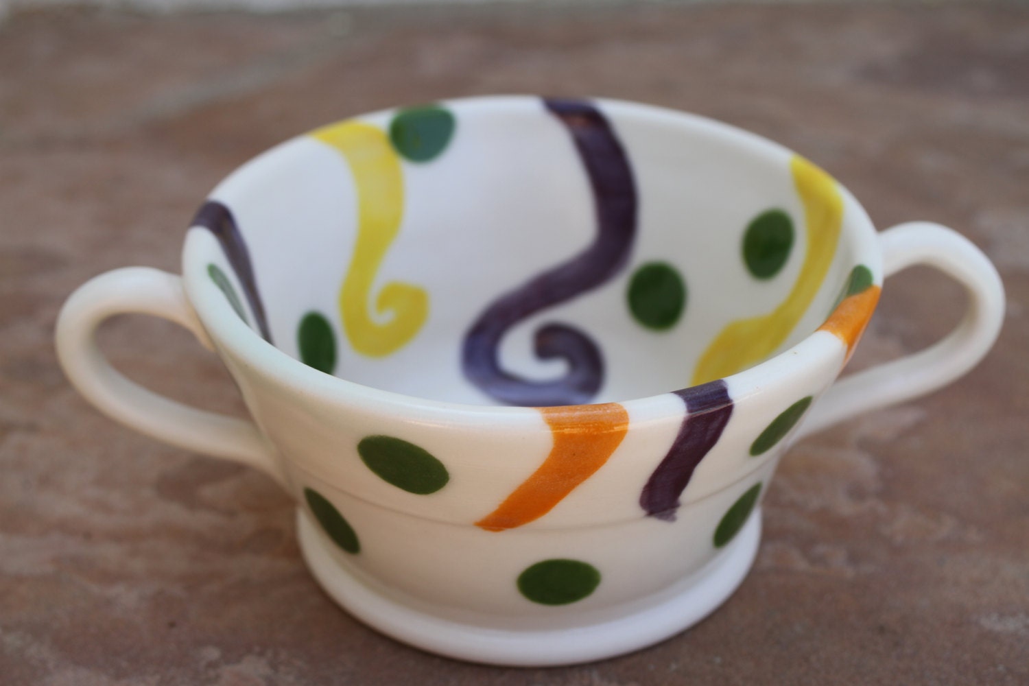Colorful Cup ceramic soup bowl cafe au by ManuelaMarinoCeramic