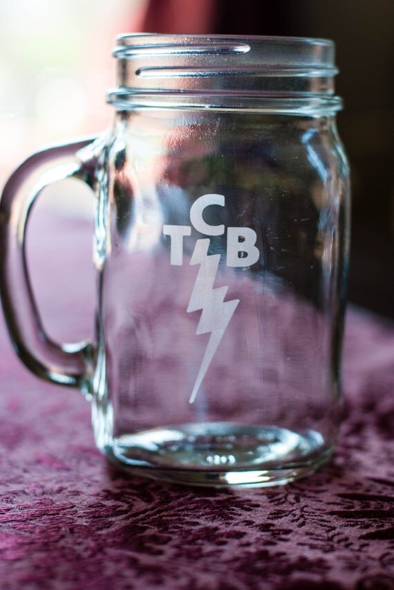 TCB Etched Mason Jar With Handle by WhiteLightningXXX on Etsy