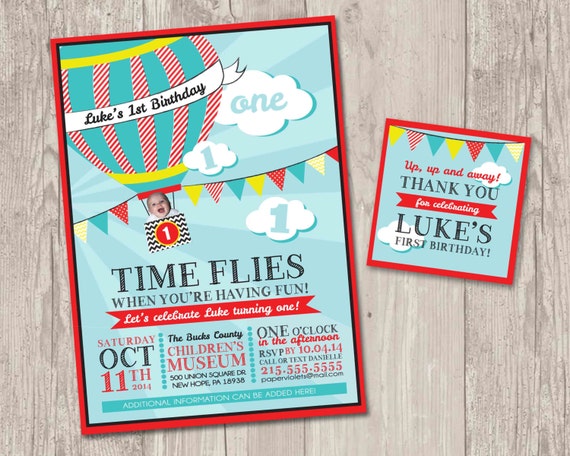 Hot Air Balloon 1St Birthday Invitations 10