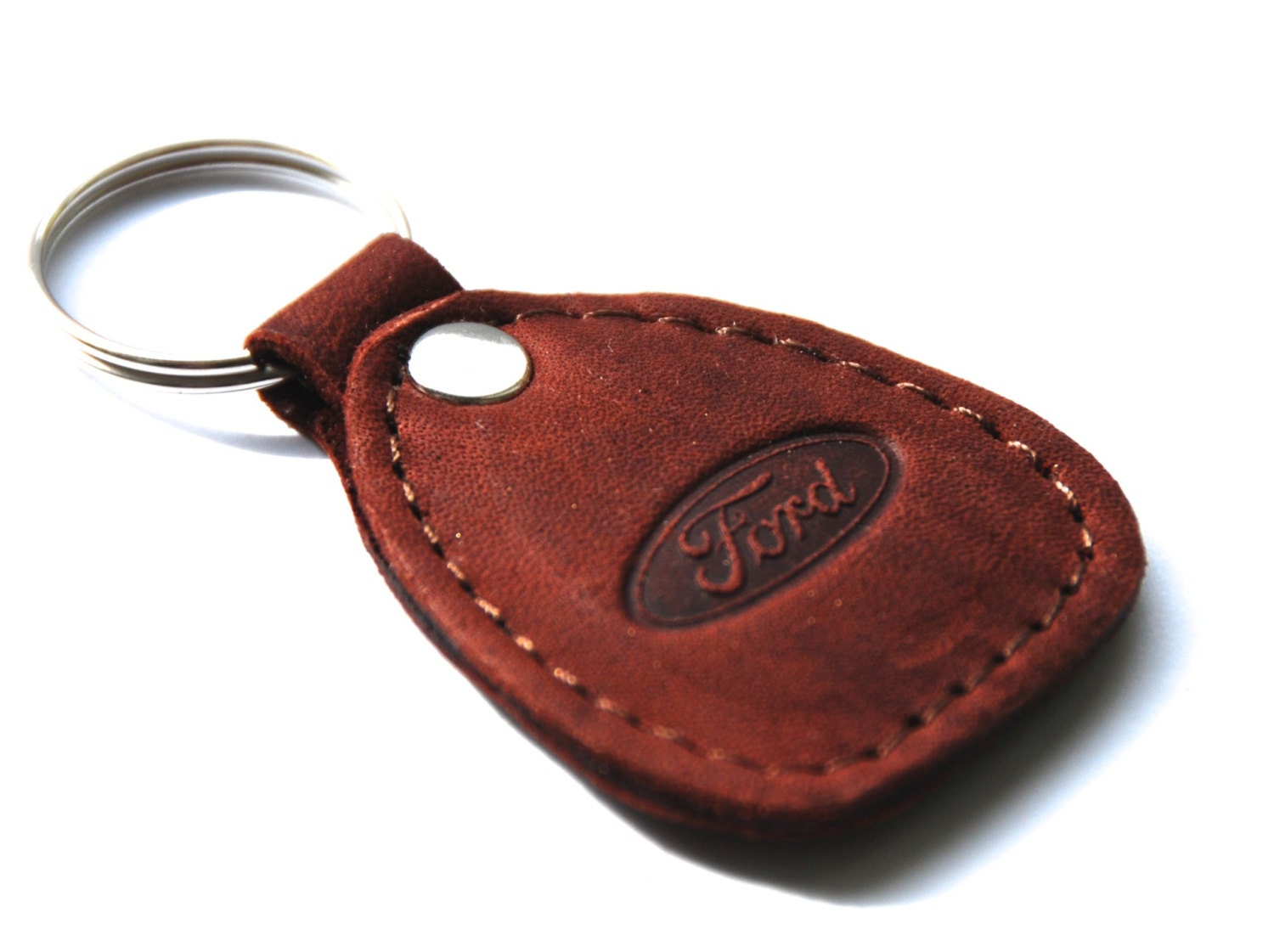 Genuine Leather Car Keychain Ford logo handmade Key by MyKeys