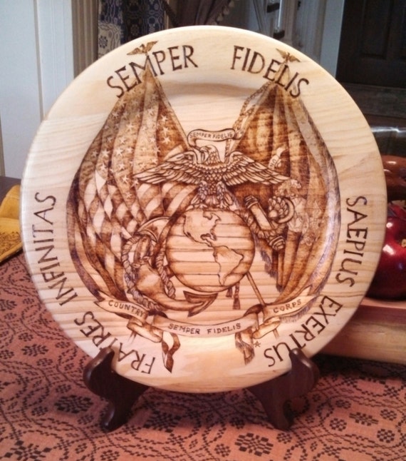 Items Similar To Pyrography On Wood Decorative Plate Marine Corps