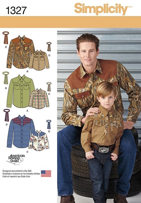Simplicity Pattern 1327 Boys' and Men's Western Shirt