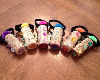 Pom Pom jewel wine charms-set of 6 with FREE SHIPPING