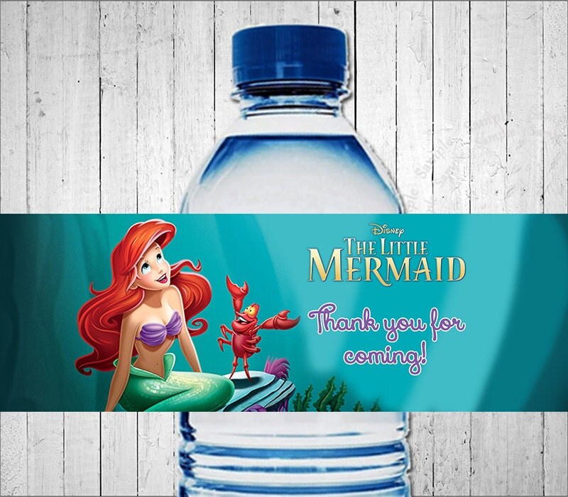 Little Mermaid Water Bottle Labels Ariel by MayPartyPrintables