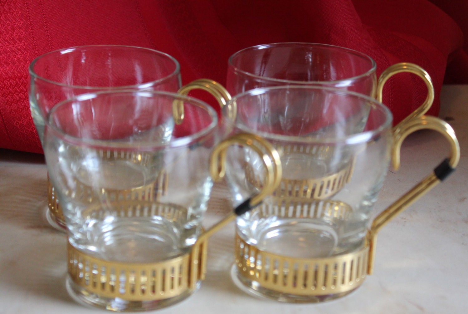 A Set of 4 Libbey Greek Key Design Mid Century Modern Art Deco Style