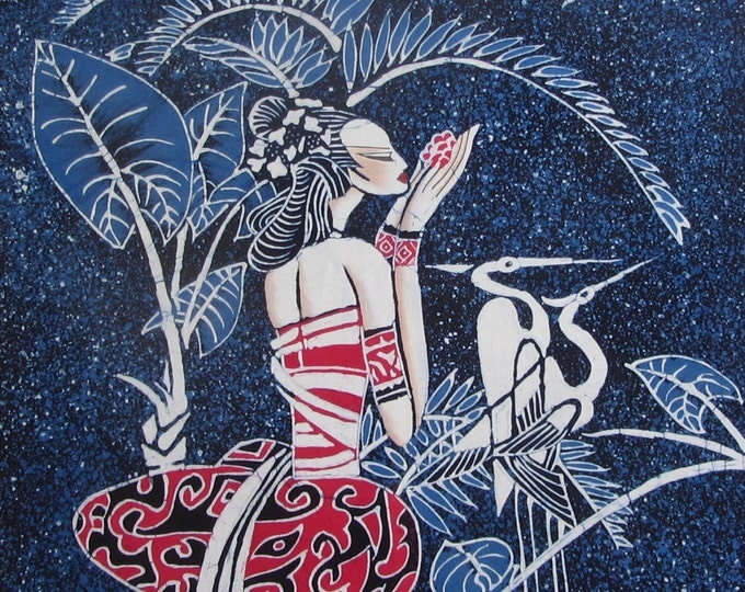 Midsummer Night - Chinese Batik Painting Tapestry Wall Decor 19.7 x 17
