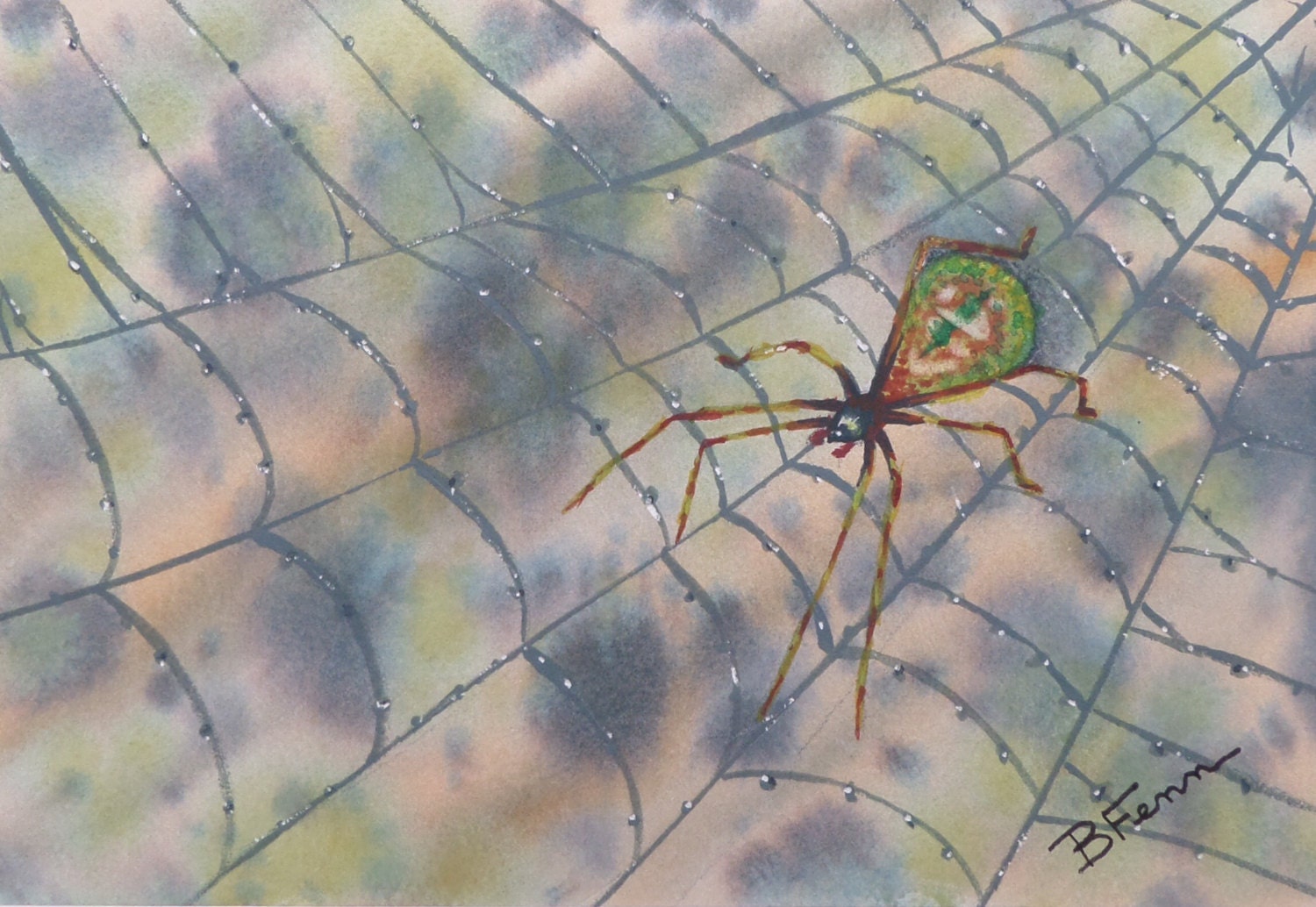 Spider on Web Spider painting Scary spider by seatoseascenes