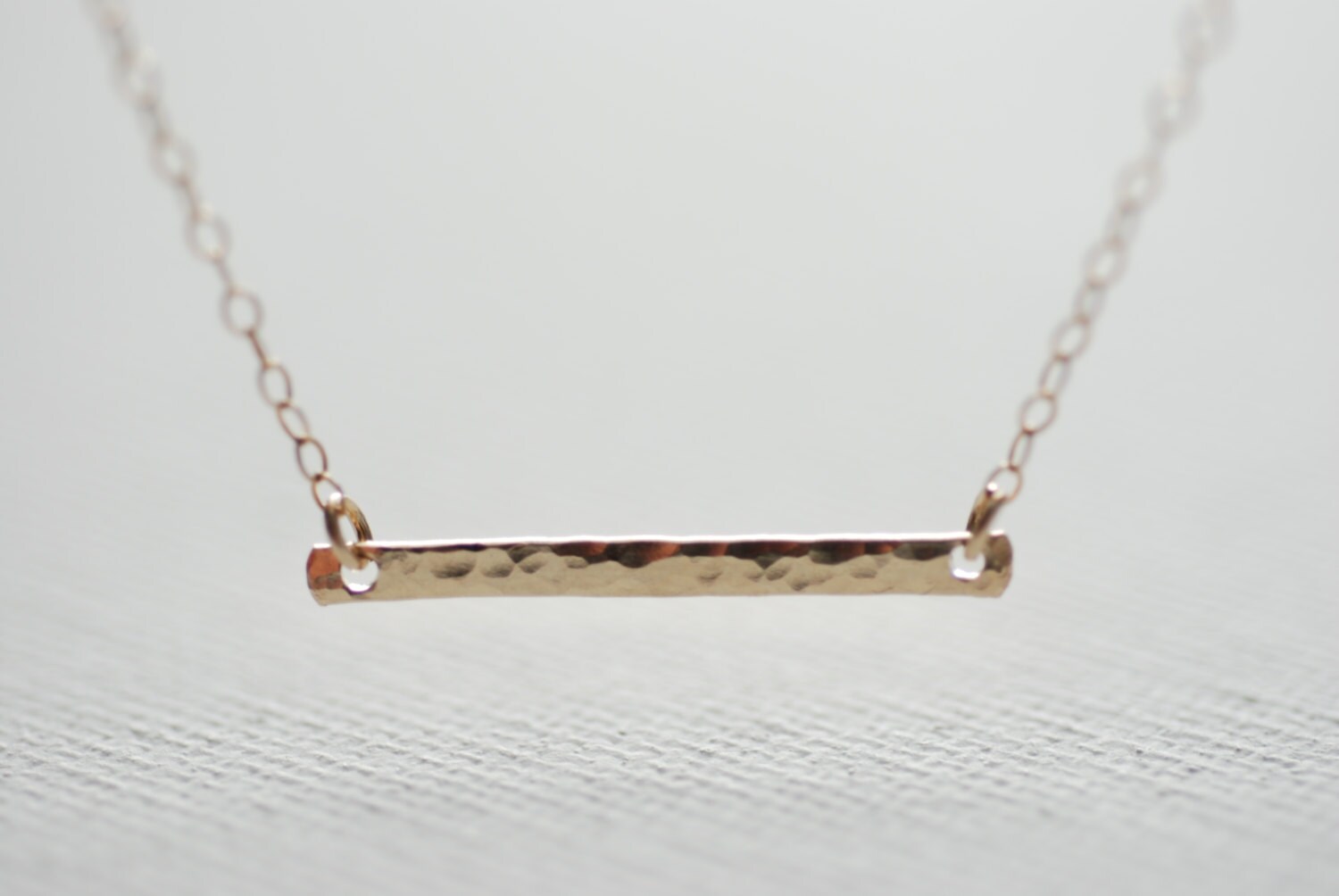 Gold Hammered Bar Necklace Horizontal Bar Necklace Dainty