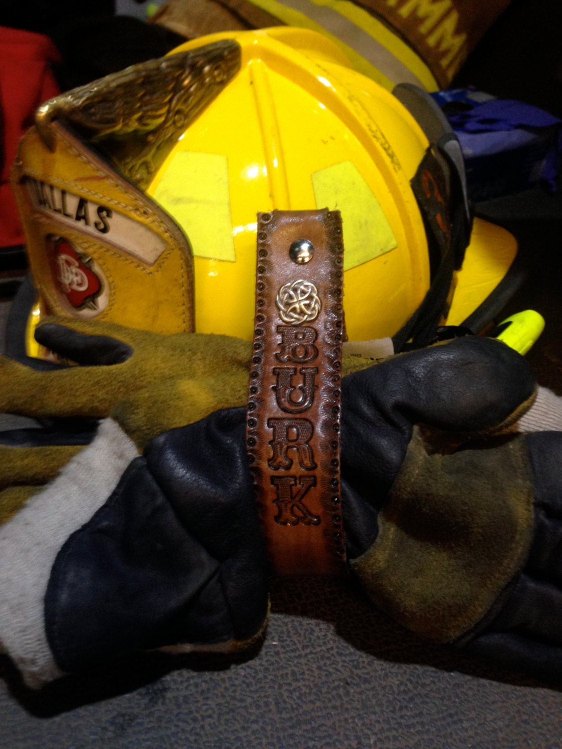 Custom leather firefighter glove straps. by Fullyinvolvedleather