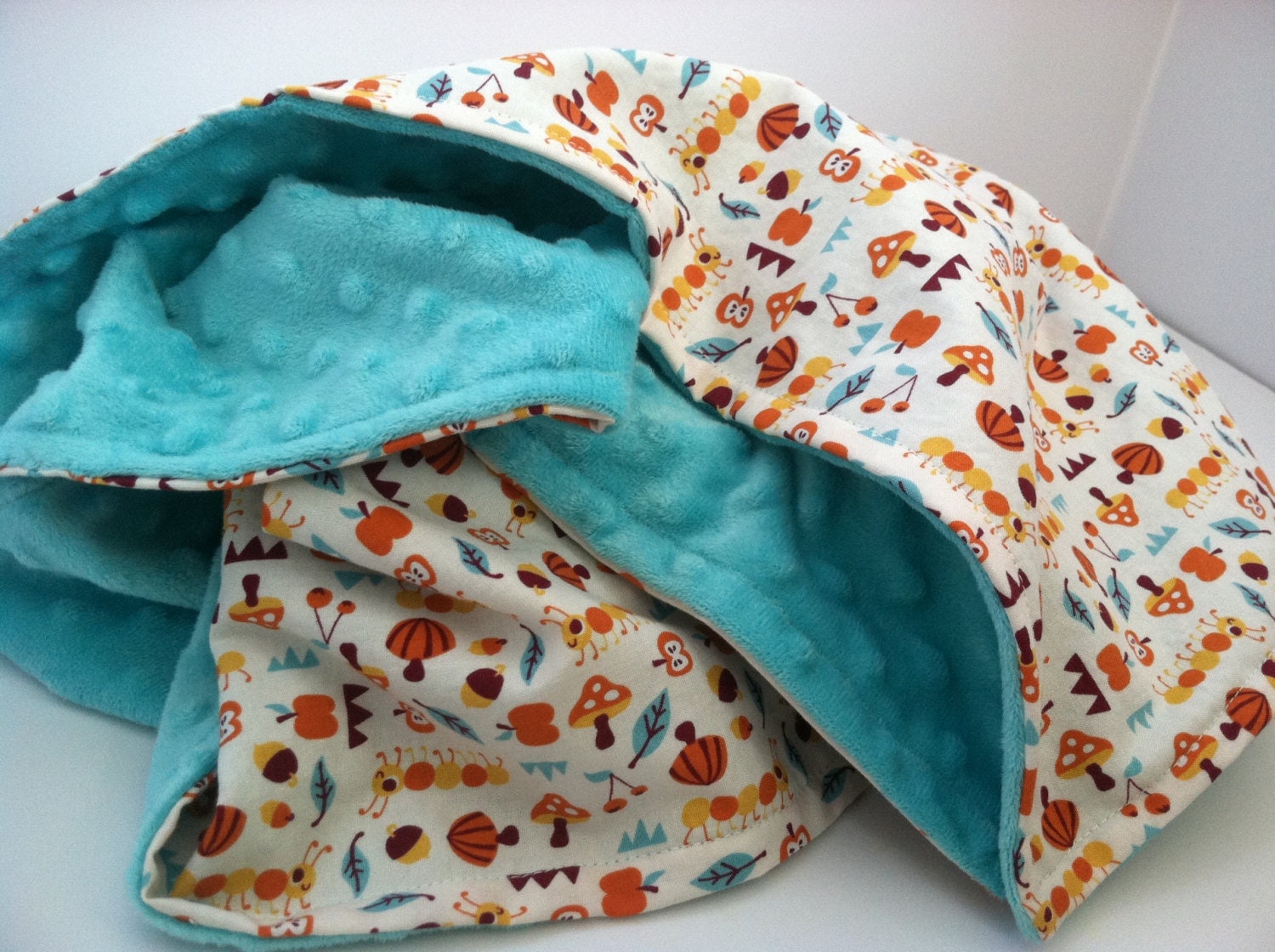 Modern baby blanket Baby boy minky blanket Mushroom baby