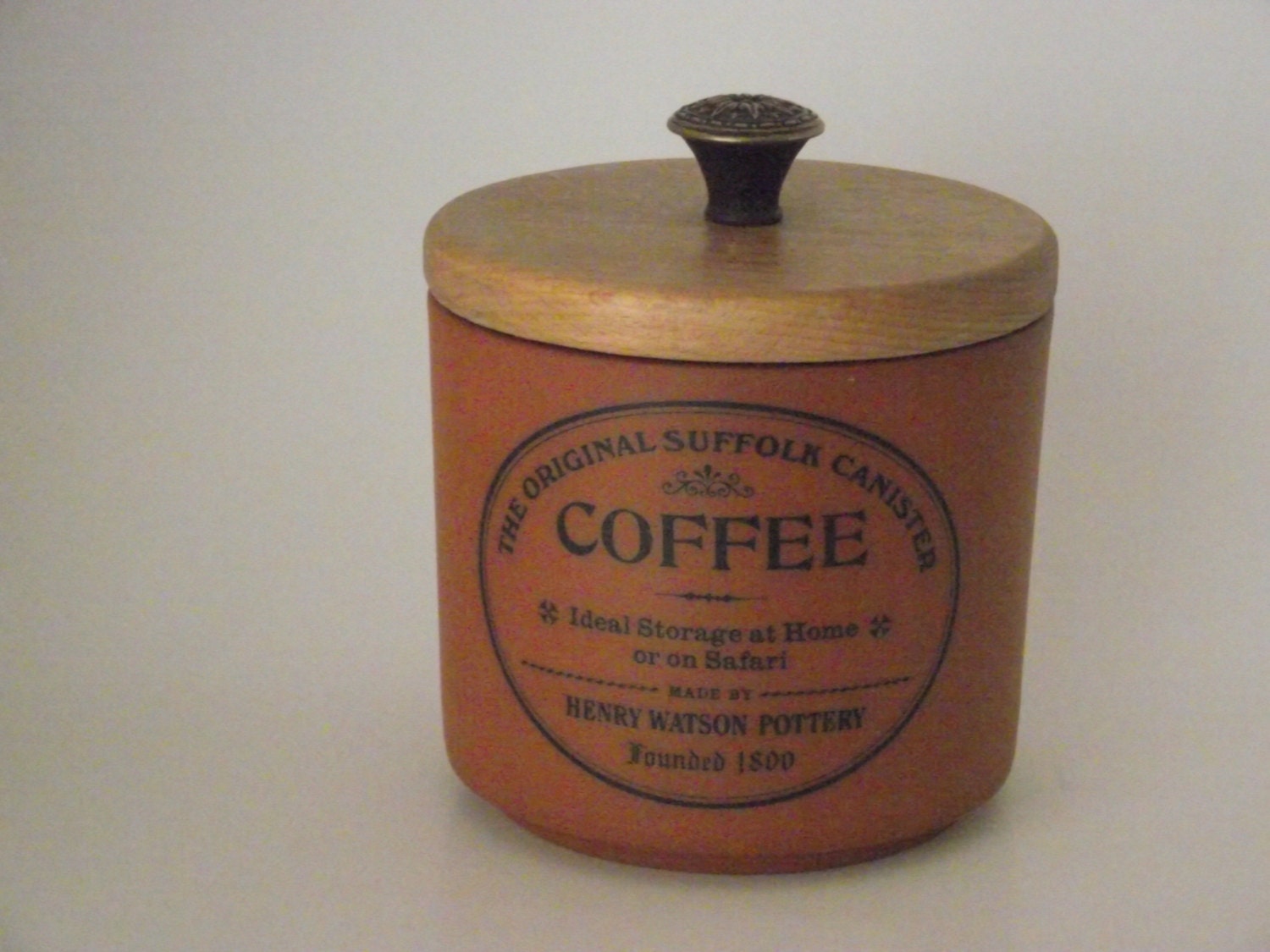 Terra Cotta ceramic coffee storage container with extra heavy