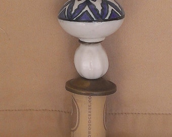 Ceramic & Wood Wine Stopper, Ceramic and Wood, Wine Stopper, Cork, Wine Bottle, Stopper, Wine Lover,