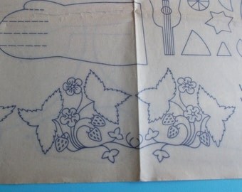 Iron-on Embroidery Transfers of Strawberries and Doll Sewing Pattern.