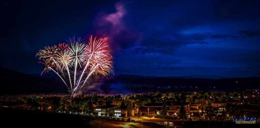 Fireworks on Fourth of July in Gunnison Colorado photo