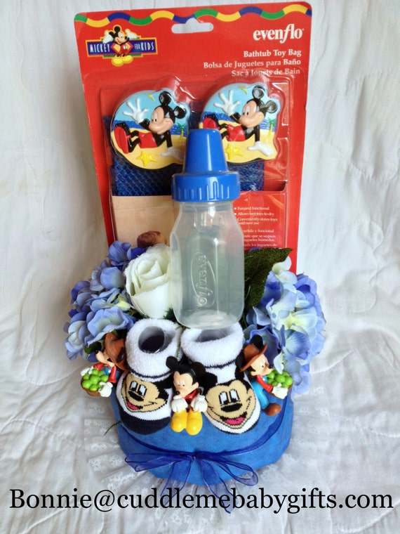 Items similar to Mickey Mouse Disposable Diaper Cake on Etsy
