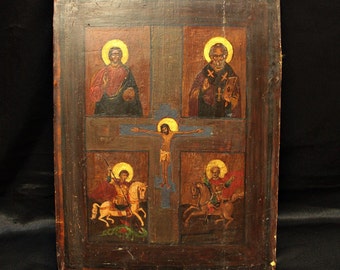 Antique original hand painted icon