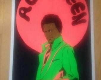Al Green by Russell Black Light poster Original O.S.P. Los Angeles 1973
