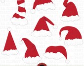 Christmas Santa Hat Clipart set,Santa Hat,Santa Claus Hat,Christmas,printable Xmas,Red Santa Hat,perfect for invitations,scrapbooking Crs002
