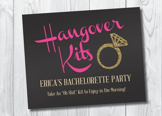 hangover kits printable sign 8x10 bachelorette