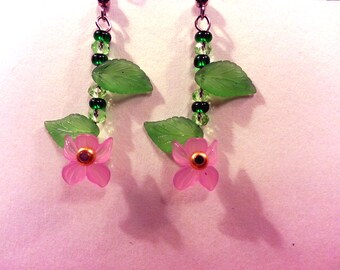 Dark Pink Iris Earrings