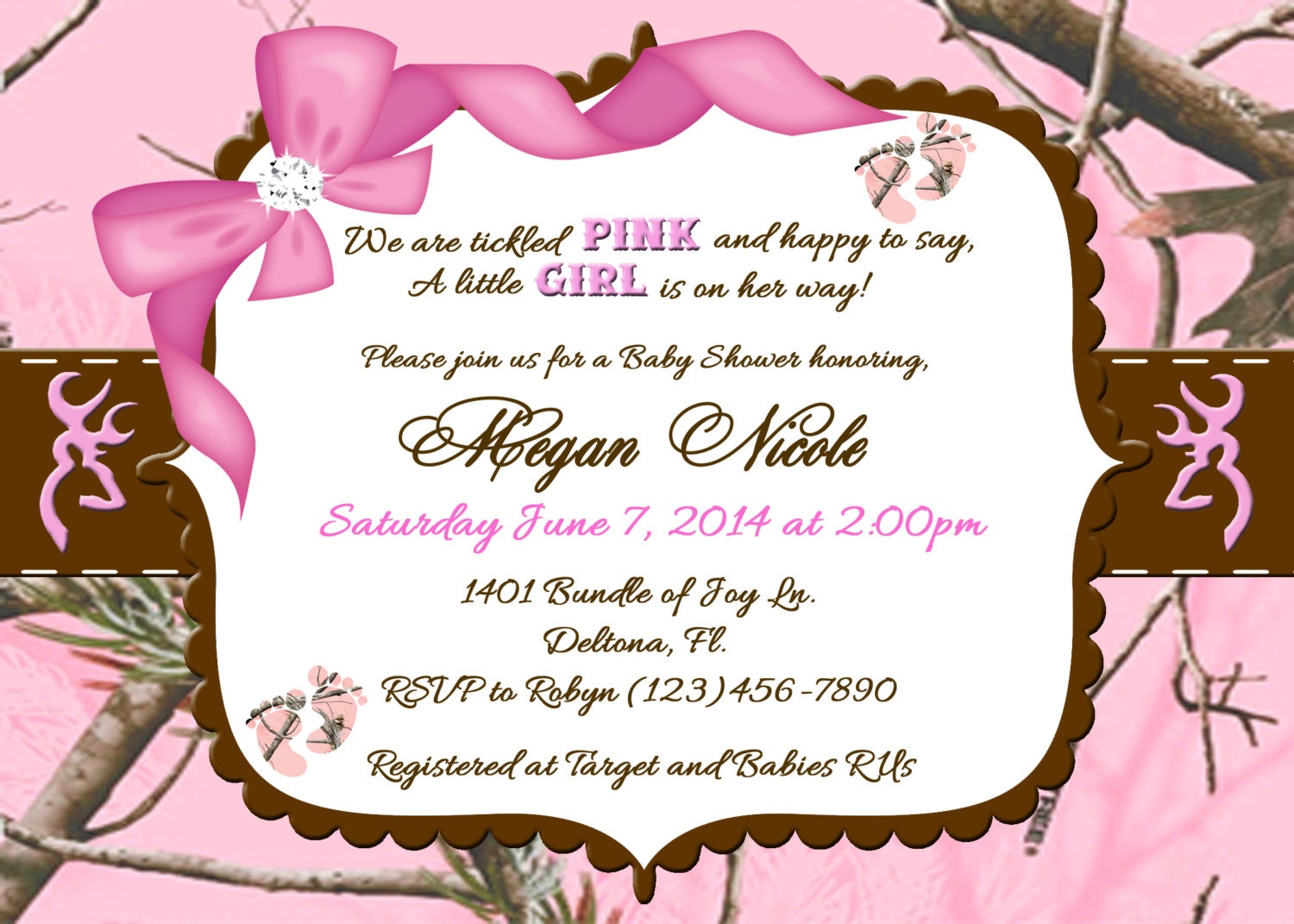 Pink Camo Baby Shower Invitations Baby Interior Design