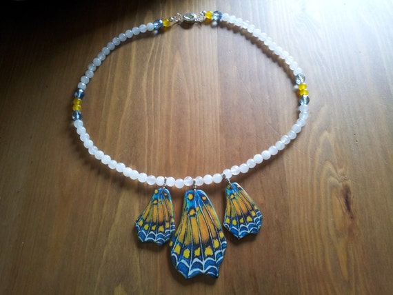 RESERVED - Butterflies In The Morning Mist - 20 inch Necklace - Natural Stones - Feel serene and grounded when wearing this