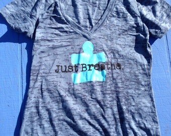 Autism Awareness womens burnout T-Shirt size XL Blue