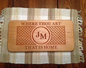 Personalized wood cutting board or bread board with carved design 