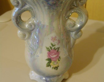 Old FLORAL Vintage BUD VASE Iridesc ent Porcelain Ceramic home decor ...