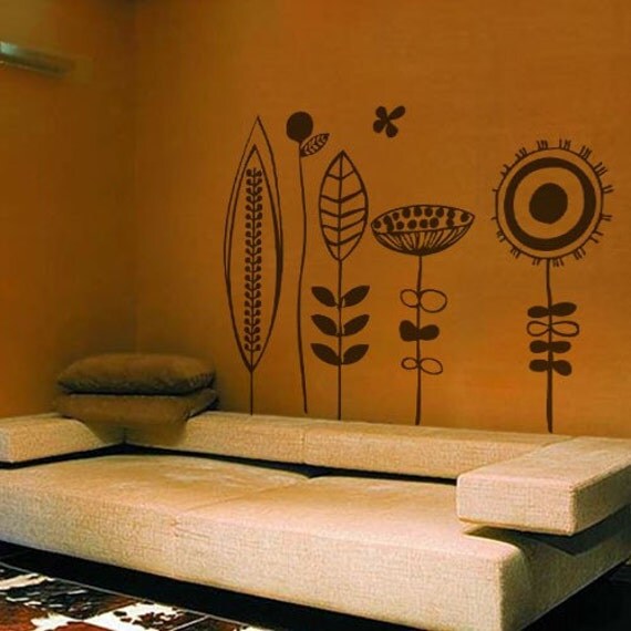 Stilizzato fiori wall decal art home deco vynil di lifecolorscity