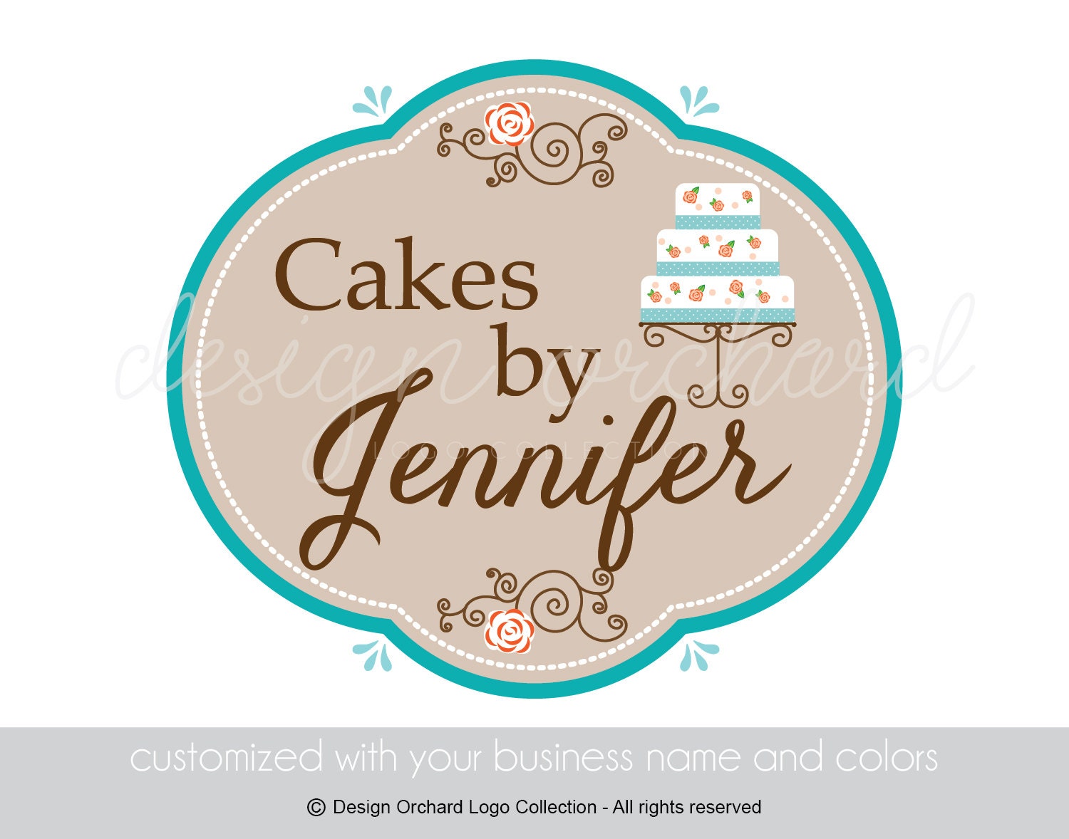 Bakery Logo With Cake Illustration by DesignOrchard on Etsy